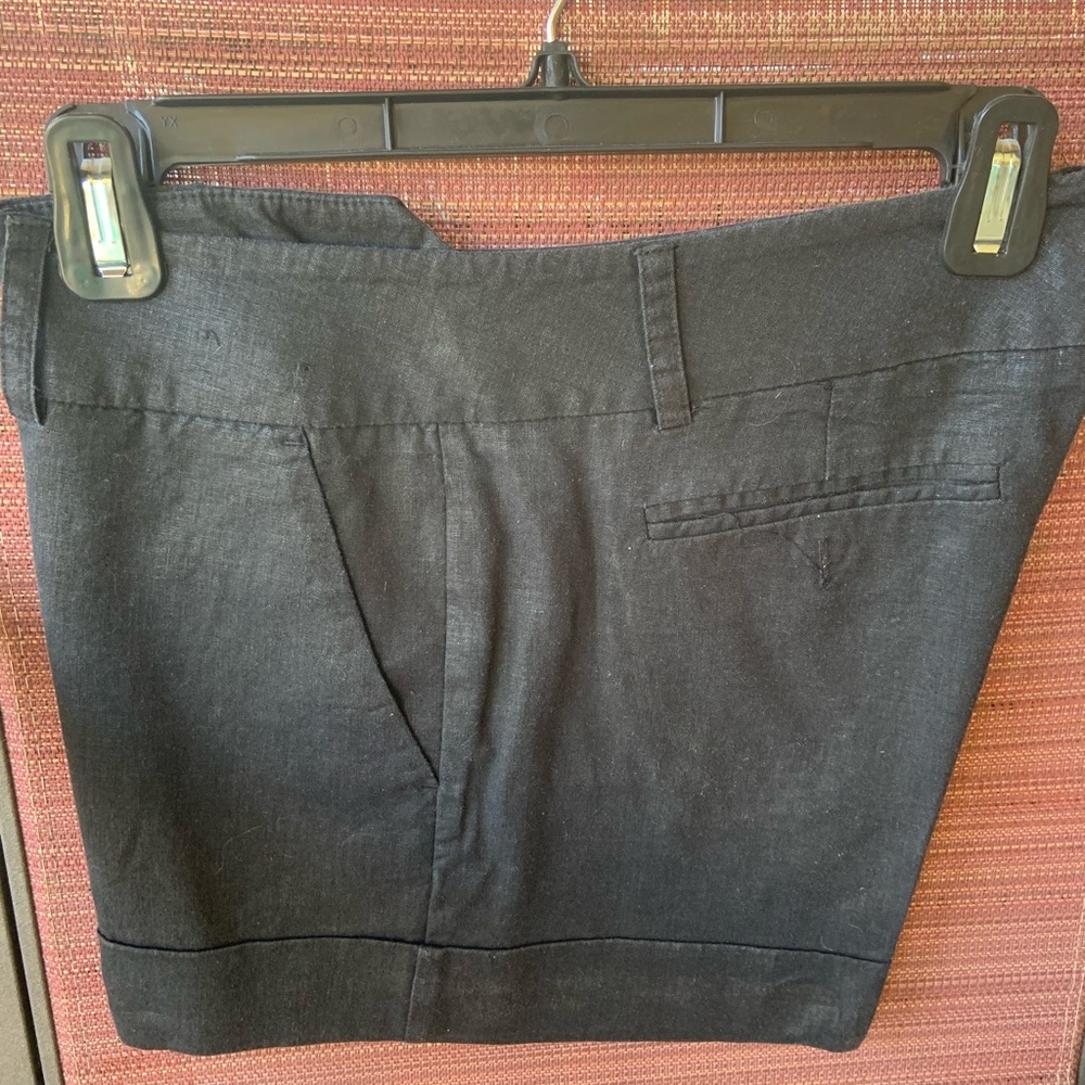 Cuffed Black Linen/Rayon/Spandex blend